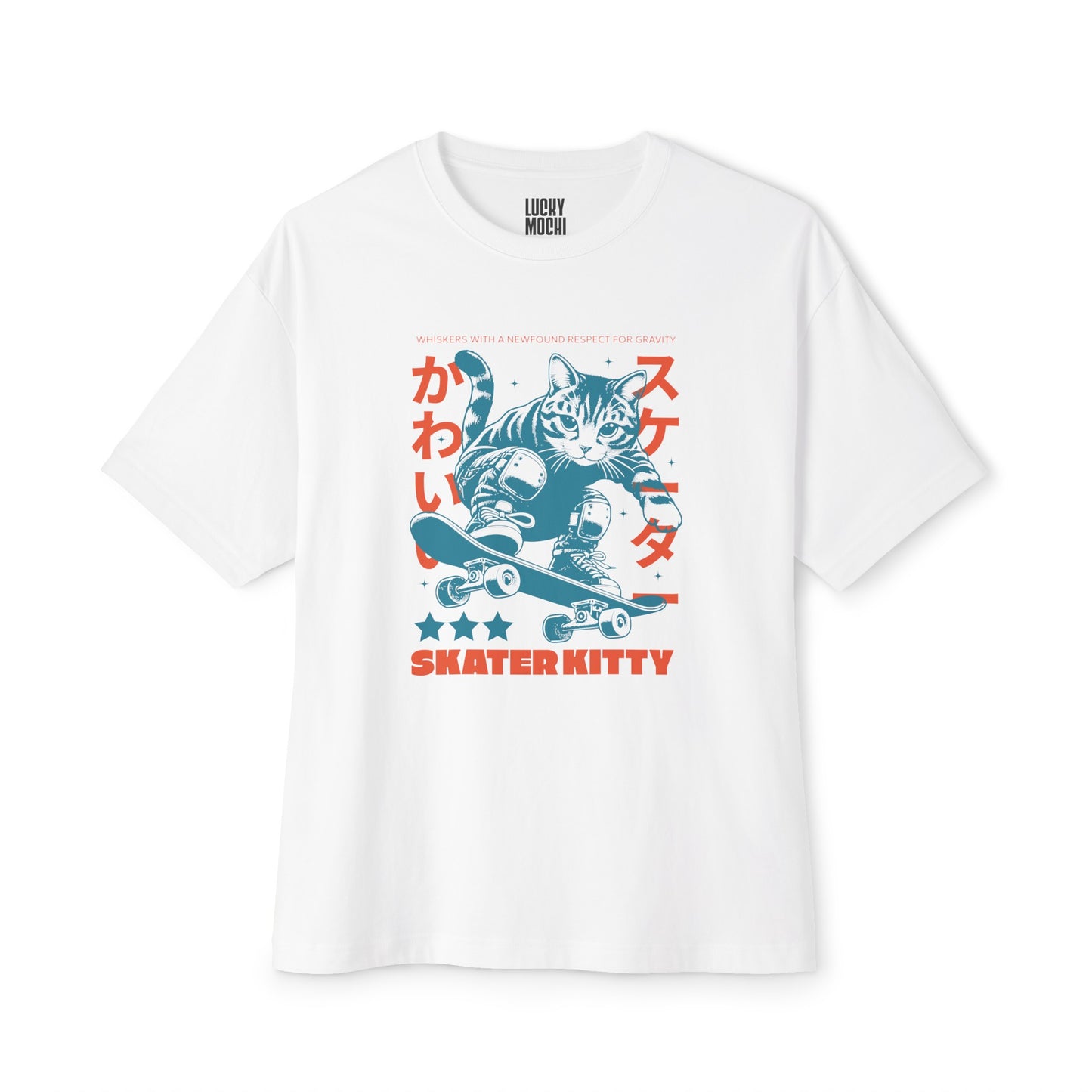 Skater Kitty Unisex Oversized Boxy Tee